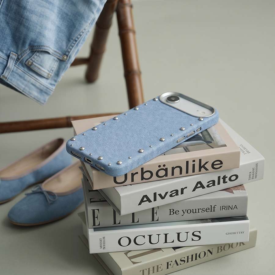 Carcasa Denim MagBattery para iPhone Air — vista en ángulo estilo casual
