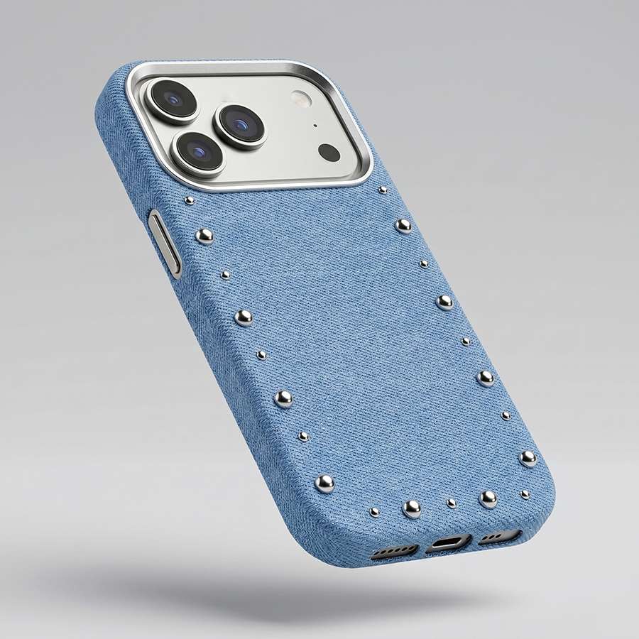 Funda Denim MagBattery para iPhone 17 Pro — vista trasera con cierre magnético
