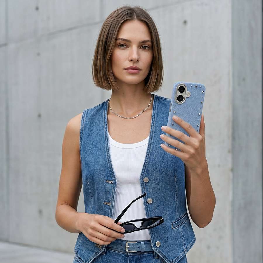 Funda Denim MagBattery para iPhone 17 — perfil lateral y protección
