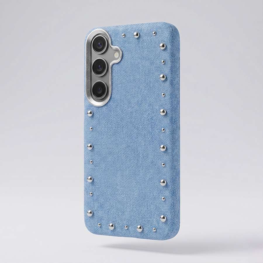 Funda Denim MagBattery para Samsung Galaxy S24 Plus — vista trasera con cierre magnético
