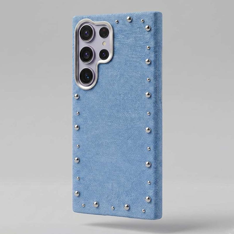 Funda Denim MagBattery para Samsung Galaxy S25 Ultra — vista trasera con cierre magnético

