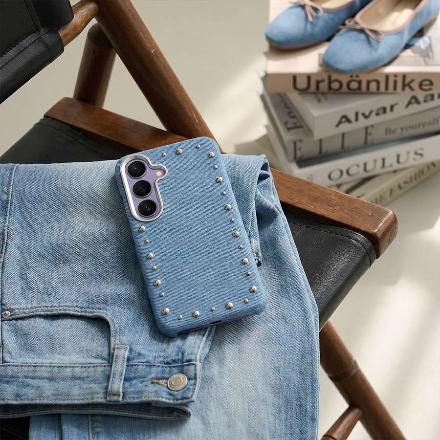 Carcasa Denim MagBattery para Samsung Galaxy S26 Plus — vista en ángulo estilo casual
