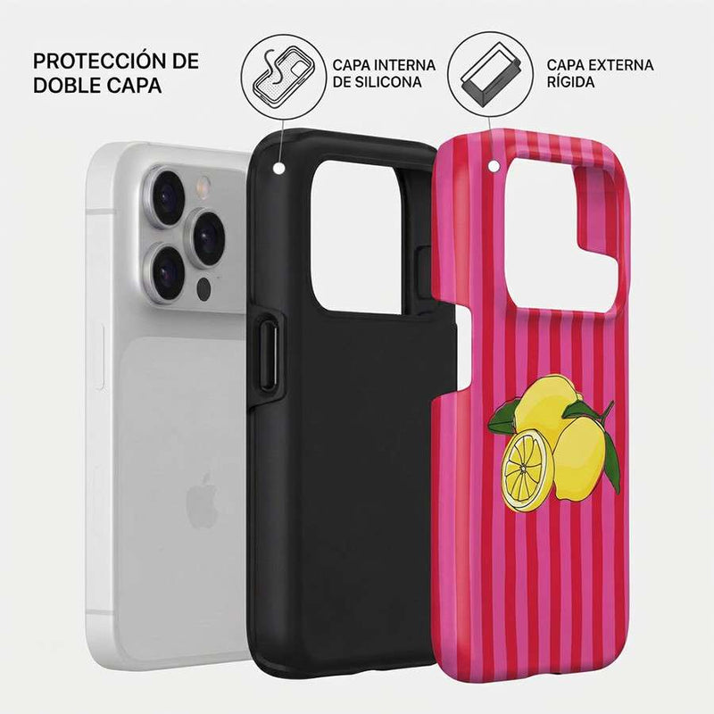 Funda Tough Pink Lemonade – Detalle bordes reforzados y acabado pastel
